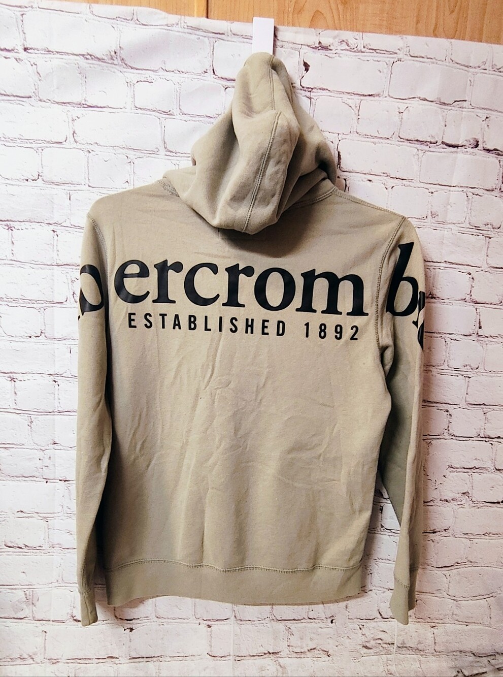 Abercrombie & Fitch Women's Graphic Spell Out Hoodie XS Olive Y2K